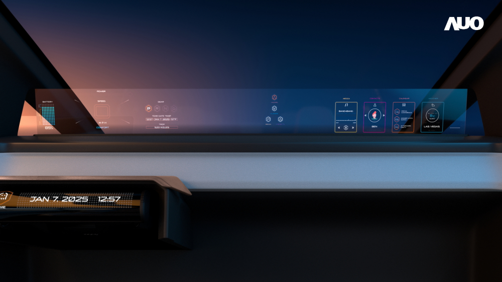 米兰·(milan)无界透明显示接口(Horizon Image Glass)透过车运算方案整合仪表板、中控台及副驾显示器，一体式全景呈现，提供乘用者清晰的前方视野、行车必要信息与娱乐功能